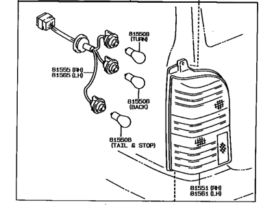 Toyota 81550-13311 Lamp Assy, Rear Combination, RH