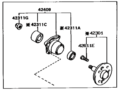 Toyota 42410-12050 Rear Axle Bearing And Hub Assembly, Right