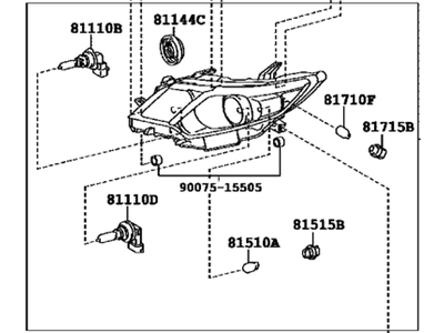 Toyota 81110-06860 Passenger Side Headlight Assembly