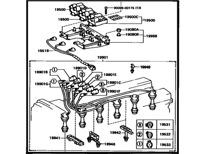 Toyota 19080-42020 Coil Assembly, W/Bracket & Cord