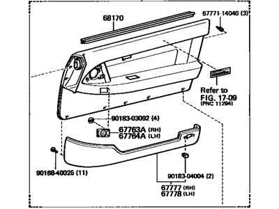 Toyota 67650-14610-B0 Board Sub-Assembly, Front Door Trim, RH