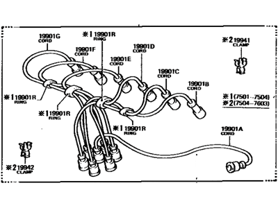 Toyota 19901-60060 Cord Set, Coil & Spark, W/Resistive