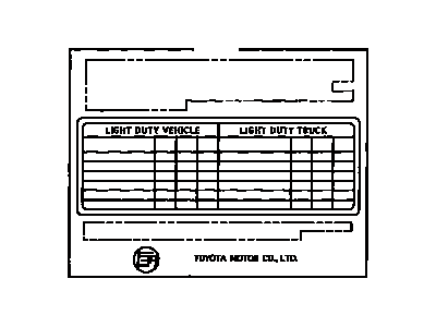 Toyota 74556-12110 Plate, Exhaust Emission Data