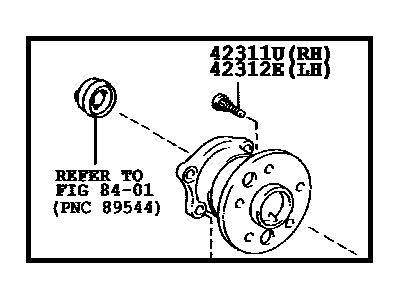 Toyota 42460-48010 Rear Axle Bearing And Hub Assembly, Left