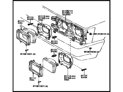Toyota 04818-32030 Driver Side Headlight Kit W/O Sealed Beam
