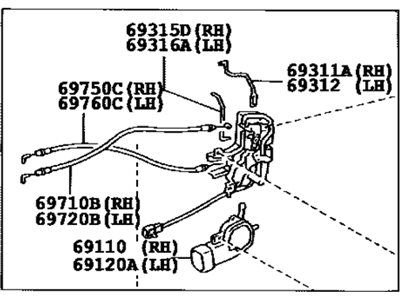 Toyota 69310-0C010 Front Door Lock Assembly, Right