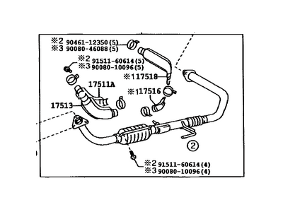 Toyota 17450-0F080 Front Exhaust Pipe Assembly No.2