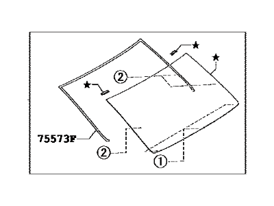 Toyota 68105-WB003 Glass Sub-Assembly, Back