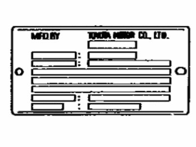 Toyota 74514-91608 Plate, Certification Regulation