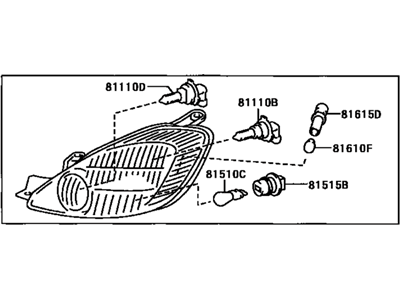 Toyota 81110-AE030 Passenger Side Headlight Assembly Composite