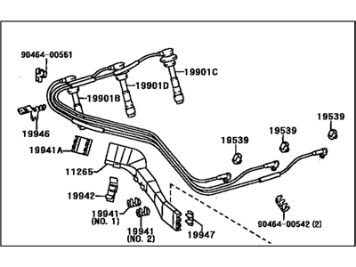 Toyota 90080-91110 Cord Set, Coil & Spark, W/Resistive