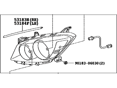 Toyota 81130-42480 Passenger Side Headlight Unit Assembly