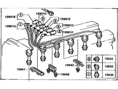 Toyota 90919-22176 Cord Set, Coil & Spark, W/Resistive