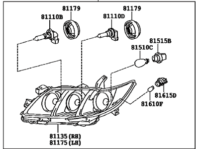 Toyota 81110-06452 Passenger Side Headlight Assembly