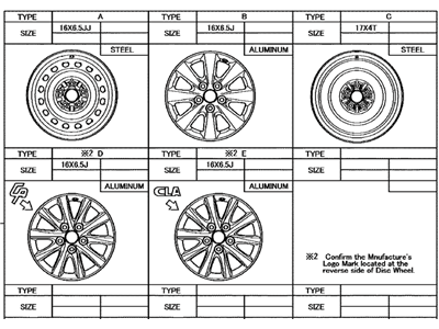 2011 Toyota Camry Spare Wheel - 4261A-06010