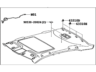 Toyota 63310-06661-B0 HEADLINING Assembly, Roof