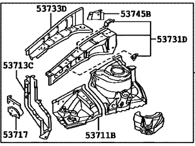 Toyota 53701-06090 Apron Sub-Assy, Front Fender, RH