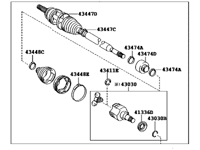 Toyota 43410-12760 Shaft Assembly, Front Drive, Right