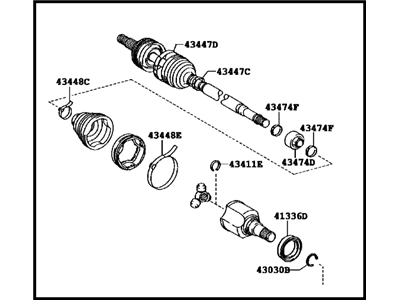 Toyota 43410-12B30 Shaft Assembly, Front Drive, Right