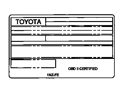 Toyota 11298-21010 Plate, Emission Control Information