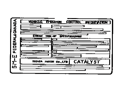 Toyota 11298-43030 Plate, Emission Control Information