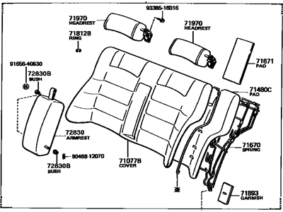 Toyota 71480-91A13-03 Back Assembly, Rear Seat
