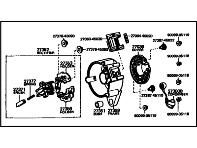 1981 Toyota Pickup Alternator Case Kit - 27350-38051