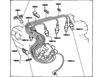 1986 Toyota Cressida Spark Plug Wire - 90919-21355
