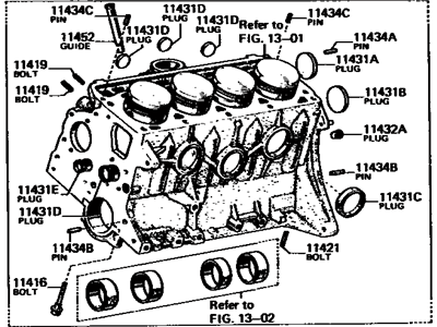 Toyota 11401-29087 Block Sub-Assy, Cylinder