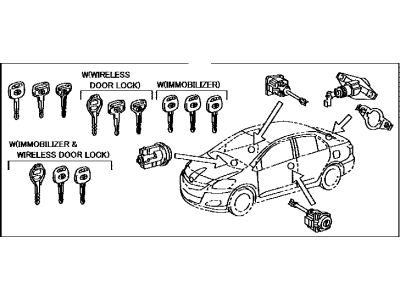 Toyota 69005-52F60 Cylinder Set, Lock