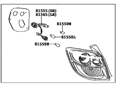 Toyota 81550-02450 Lamp Assy, Rear Combination, RH