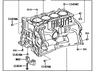 Toyota 11401-80804 Block Sub-Assembly, Cylinder