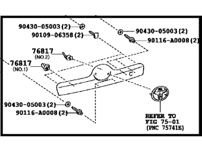 Toyota 76801-02330-J0 Garnish Sub-Assy, Back Door, Outside