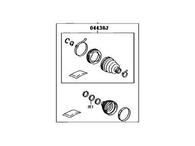 Toyota 04428-47062 Front Cv Joint Boot Kit, In Outboard, Left