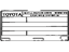 Toyota 11298-31710 Label, Emission Control Information