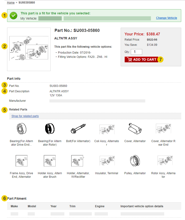 How do I find out more information about the part? 2
