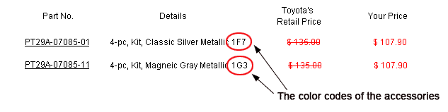 Use Color Code to Find Correct Accessories