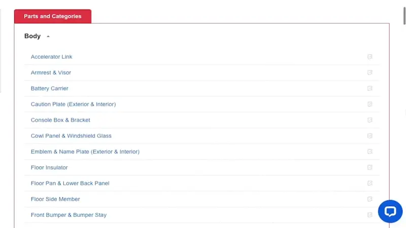 How to find a part from the categories displayed on desktop?