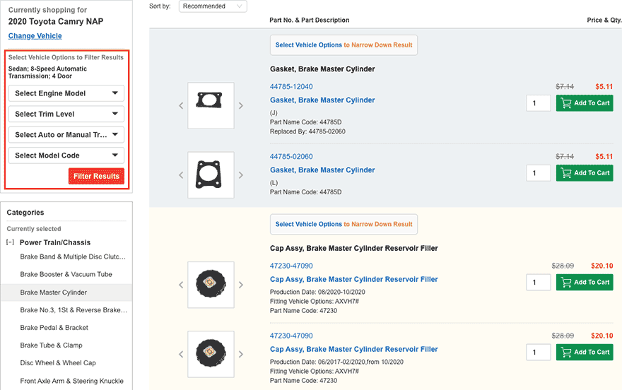 The part I'm looking for has multiple listings, what do I do?